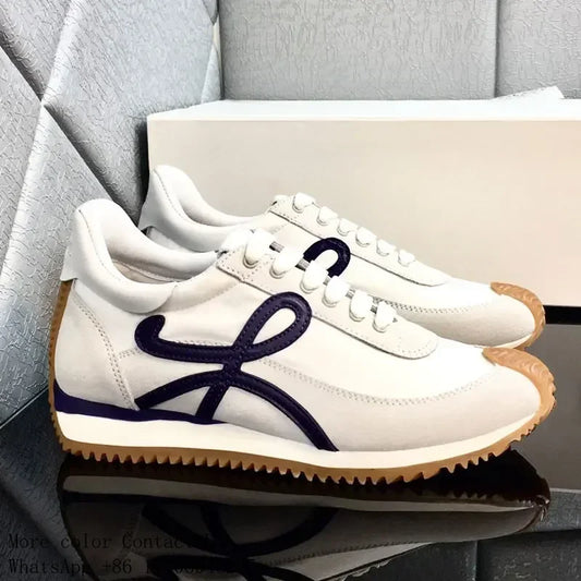 Fashion Men Trainers Shoes Designer Sneaker Flow Runner/In Nylon Lace Up A Soft Rubber Upper Honey Rubber Waves Sole