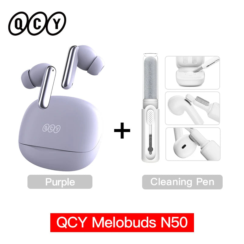 QCY Melobuds N50 ANC Bluetooth 5.4 Wireless Earphones Active Noise Cancellation/6 Mics Clear Call Earbuds Multipoint Connection