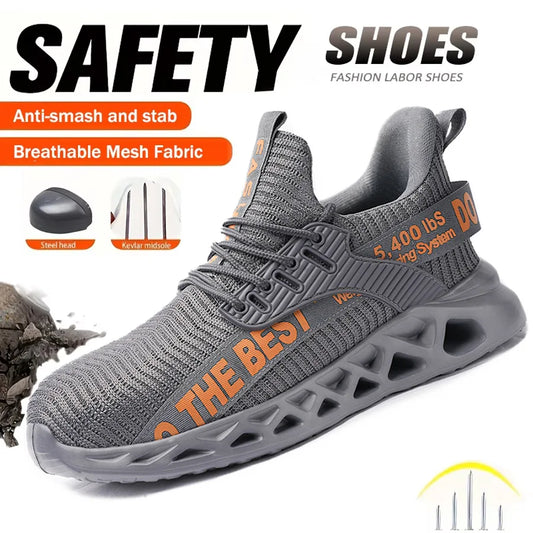 Steel Toe Work Safety Sneakers for Men Lightweight/Anti-Smash Anti-Puncture Protective Shoes