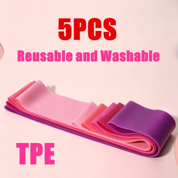 Set of 5 Resistance Exercise Loop Bands/Fitness Yoga Resistance Band TPE Pink