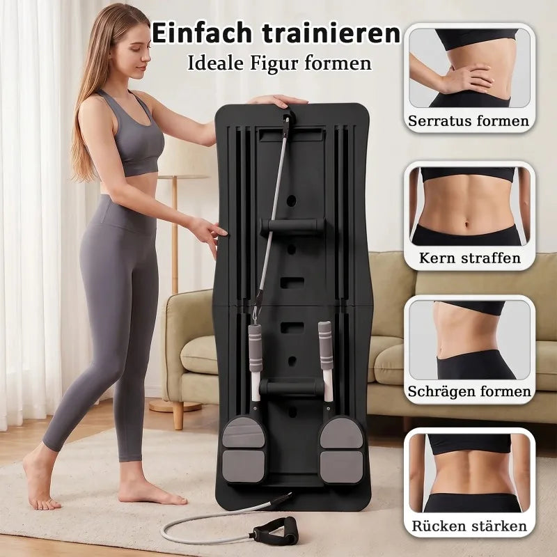 Multi-Functional Ab Workout Board Foldable Core Trainer Equipment/with Resistance Bands Push-Up Bars Abdominal Trainer