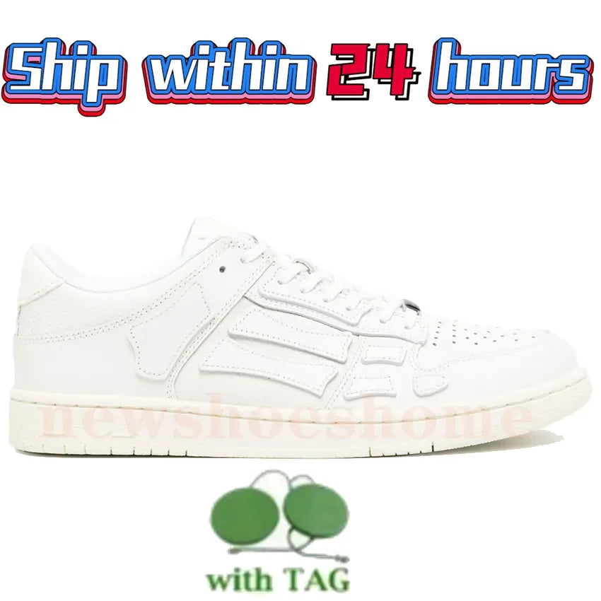 Designer Luxury Bone Casual Low Men's Leather Sneakers Skeleton/Blue Red White Black Green Gray Men Outdoor Shoes