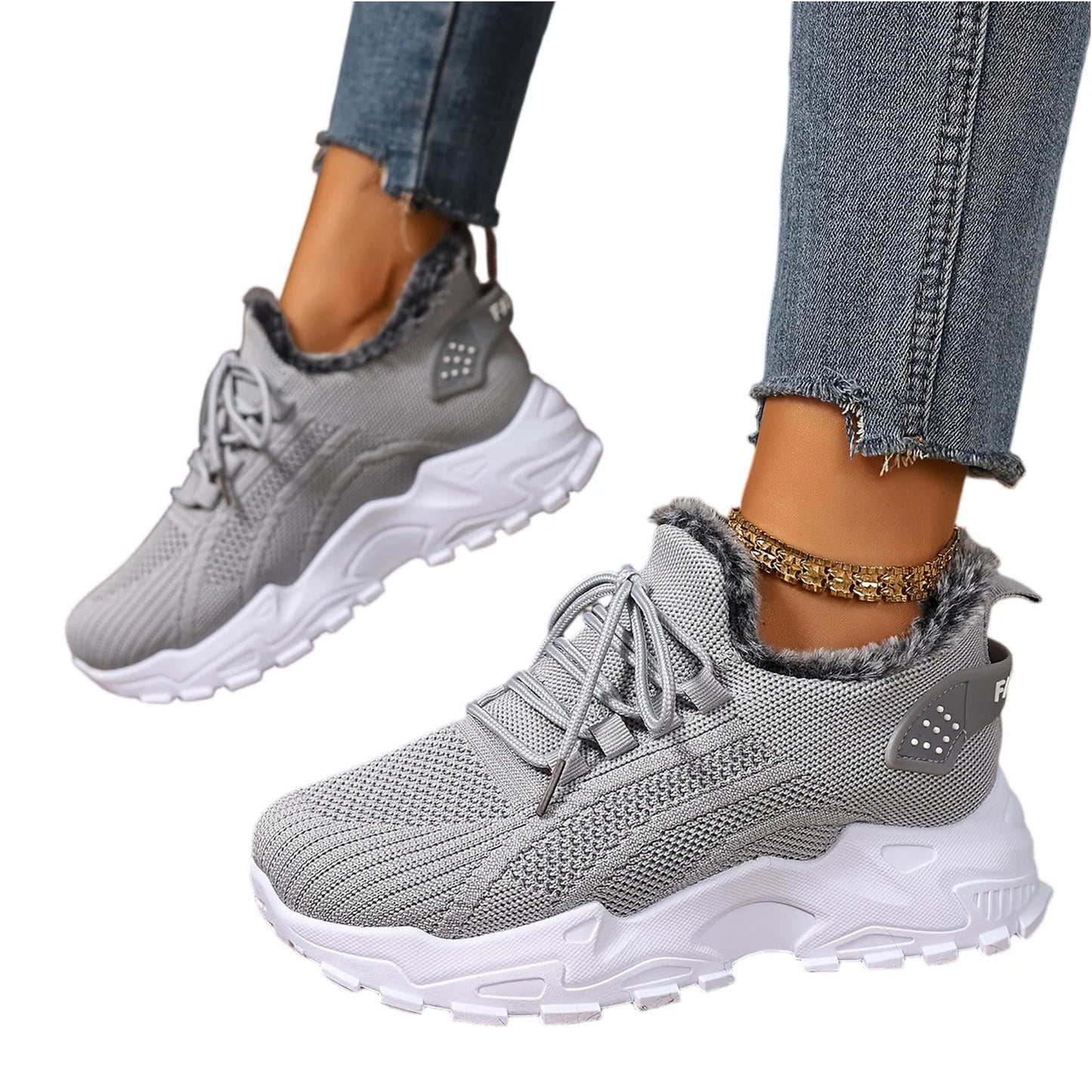 Sneakers Women's Winter Warm Sports Shoes Non Slip Soles/Suitable for Cold Weather Outdoor Walking Sports Shoes Ladies Sneakers