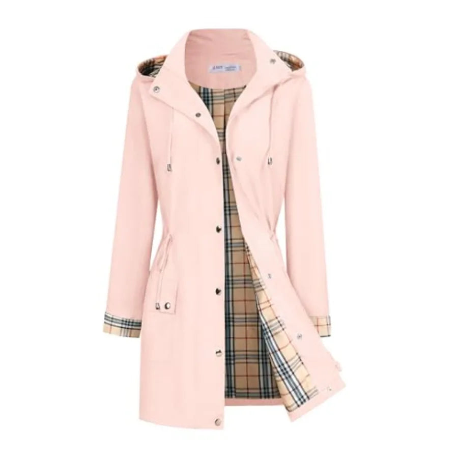 BBX Lephsnt Rain Coats for Women Waterproof Rain Jacket/Lightweight Windbreaker Outdoor Hooded Trench Coat