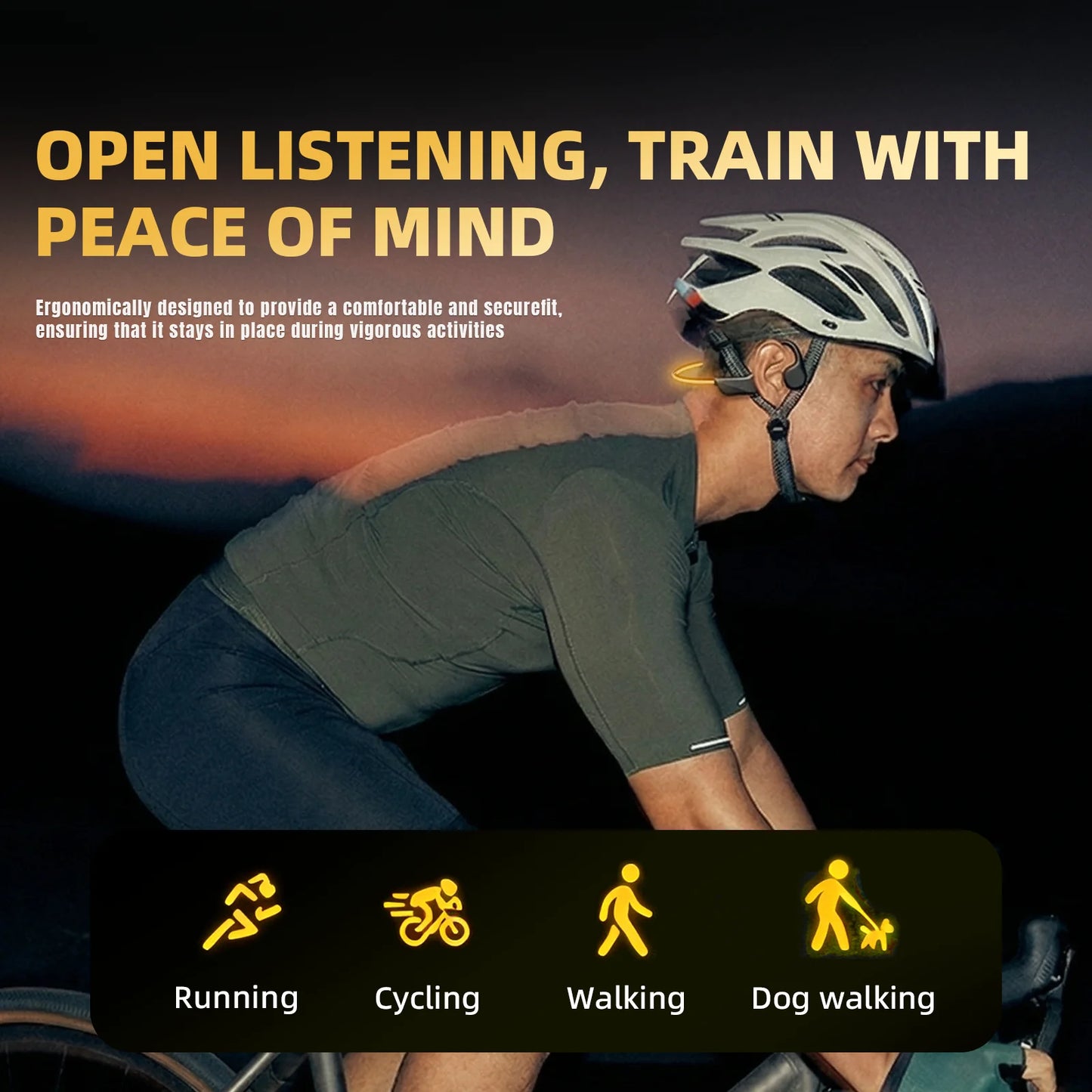 S11 LED Glow Bone Conduction Headphones Bluetooth 6.0 Light Open Ear/Wireless Sports Earphones IP54 Sweatproof 12H Playtime