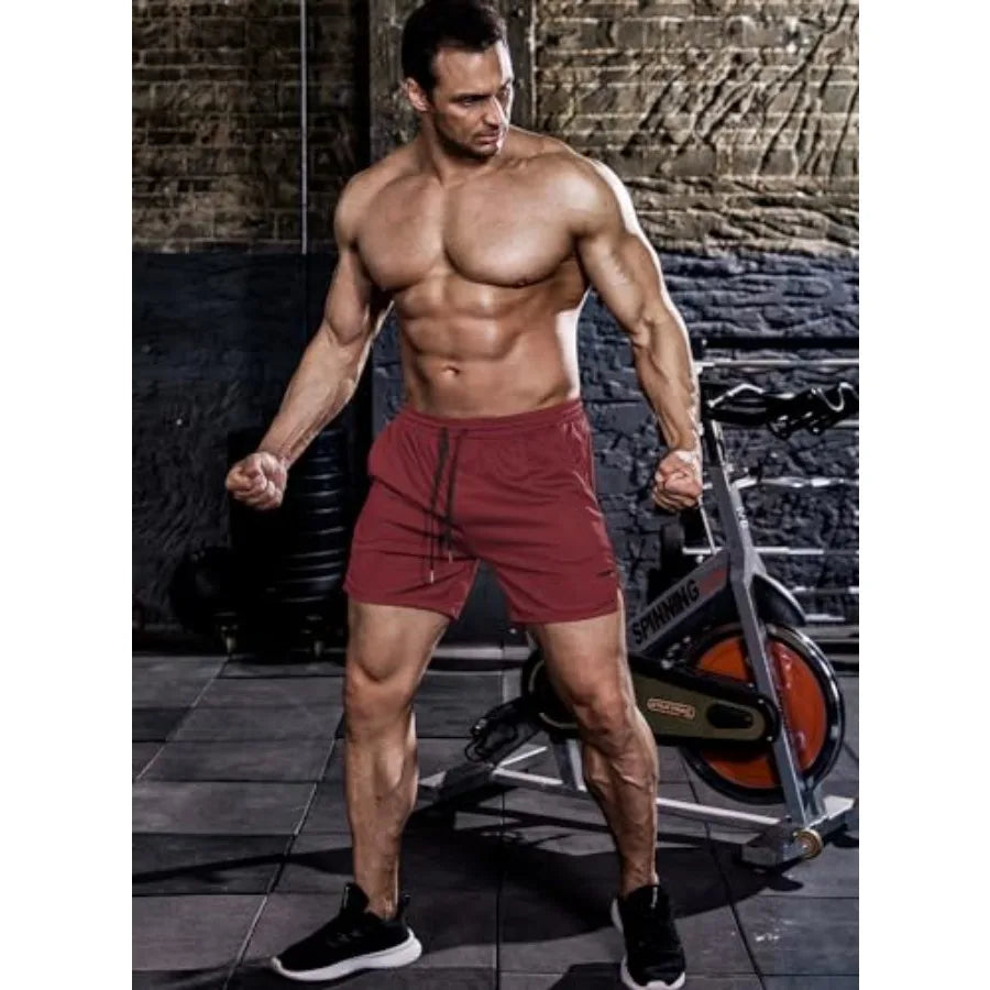 Men's 2 Pack Gym Workout Shorts Quick Dry Athletic Shorts/5 Inch Lightweight Sports Running Shorts with Pockets