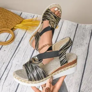 Women's Sandals Thick Sole Wedge Shoes High Heels Hemp Rope/Thick Sole Fish Mouth Leisure Outdoor Beach Casual Women's Shoe