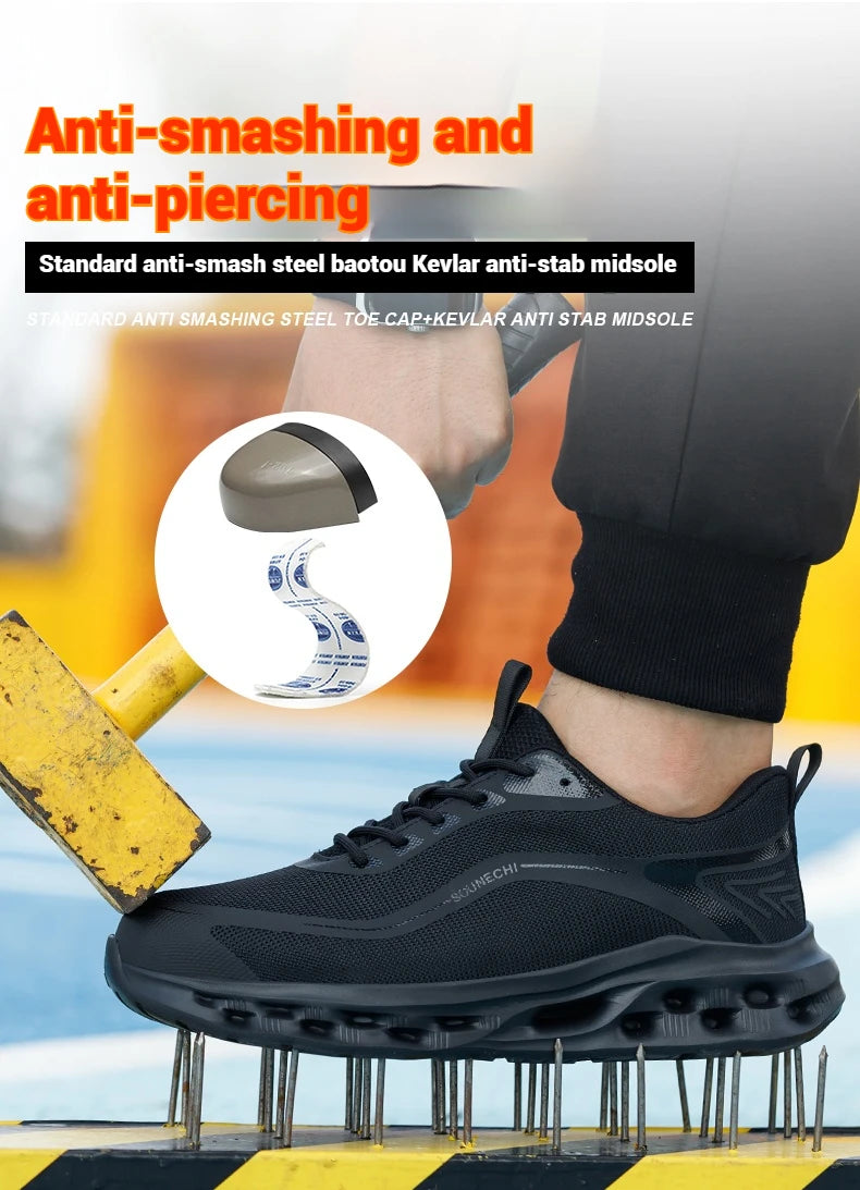 Men's Safety Shoes Anti-Impact Anti-Piercing Lightweight Work Shoes/Lightweight Breathable Sporty Design for Outdoor Work Shoes