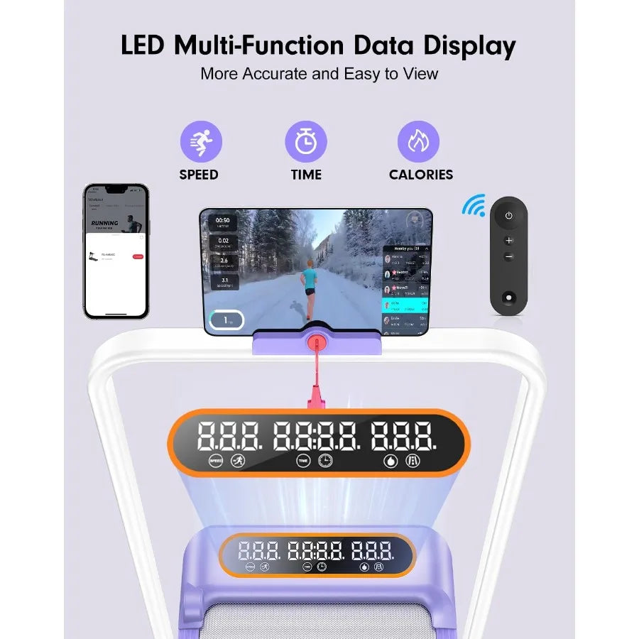 Portable Walking Pad Treadmill for Home Use with 10 Incline and 3.5HP Motor/Low Noise Design Foldable Fitness Equipment