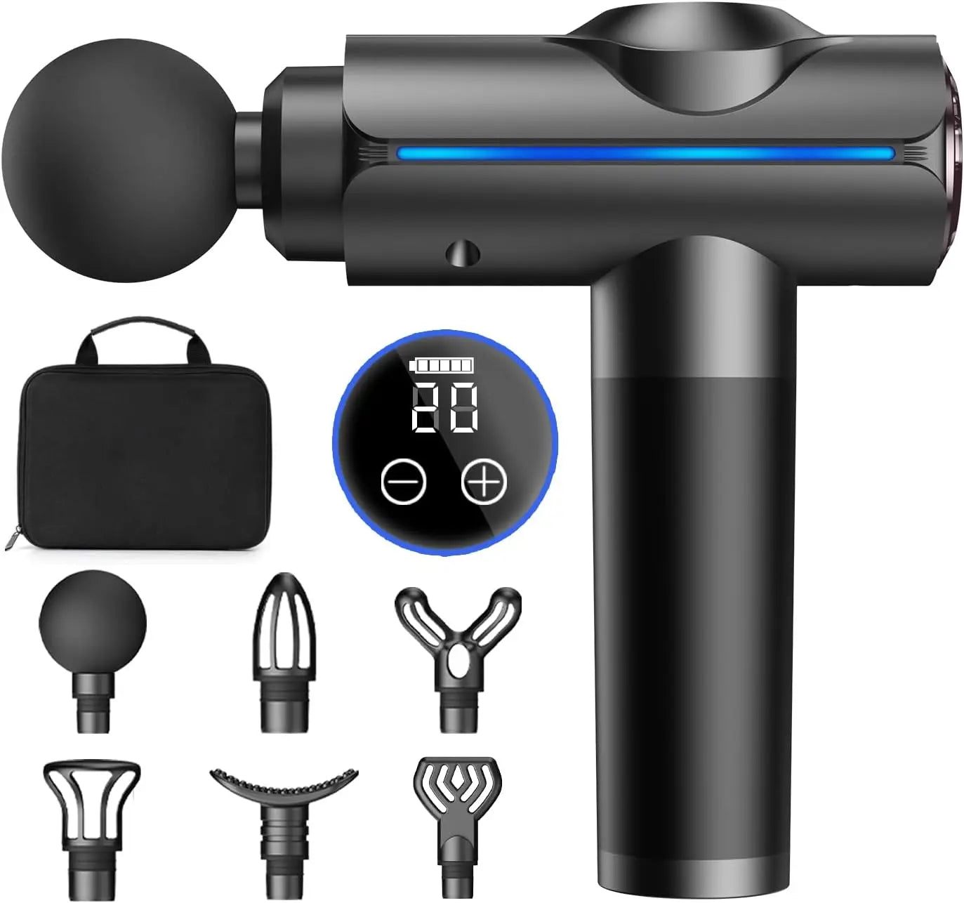 Christmas Gift for Women/Men Percussion Massage Gun/with 20 Speeds, LED Screen, Carry Case Silver