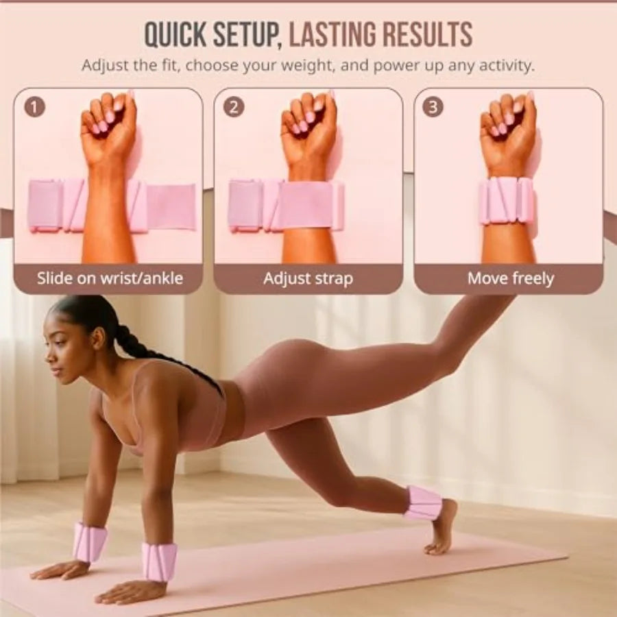 Straps Adjustable Wrist Ankle Weights 4lb Total 2lb Each Soft/Silicone Set for Pilates Yoga Walking Strength Training