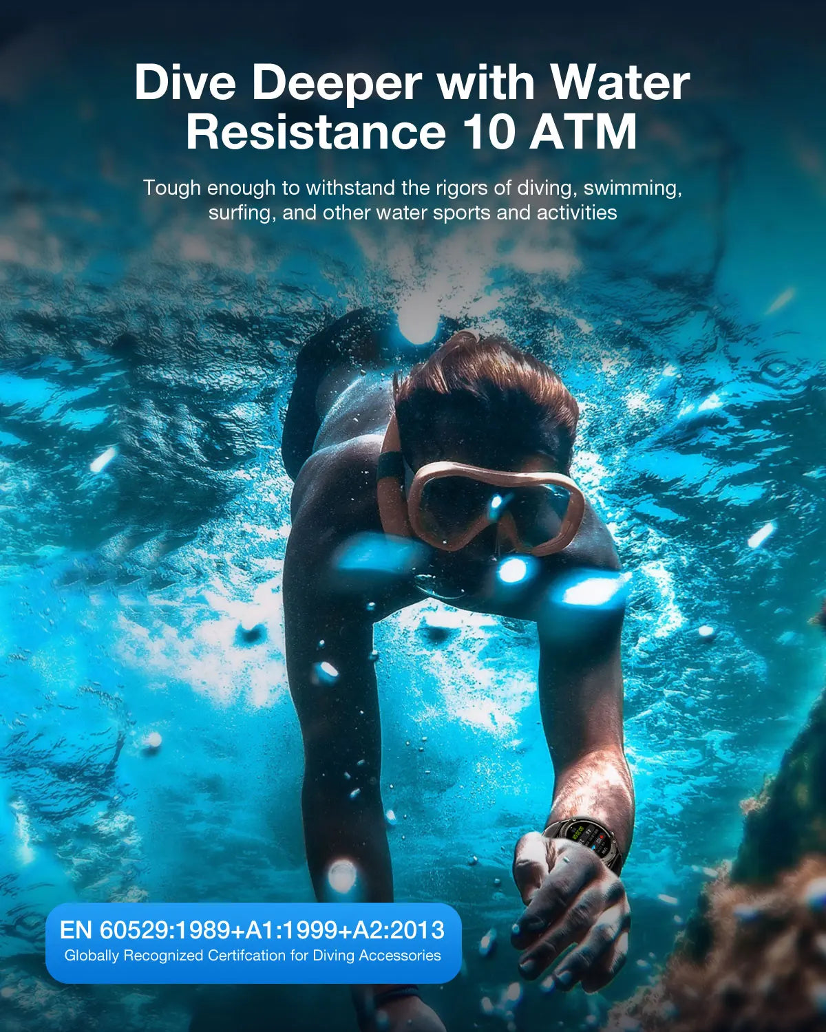 BlitzWolf BW-Voyager1 1.43 inch AMOLED Double Straps Compass & Barometer/10ATM Waterproof blue tooth Call Heart Rate Smart Watch