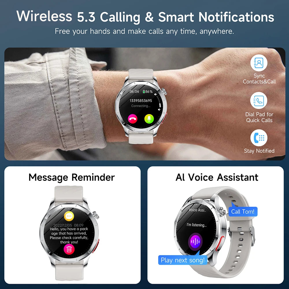 Marsyu 2026 Smart Watch ECG+PPG Uric Acid Blood Pressure Body Analysis/HD Call LED Flashlight Smart Watch Women Men