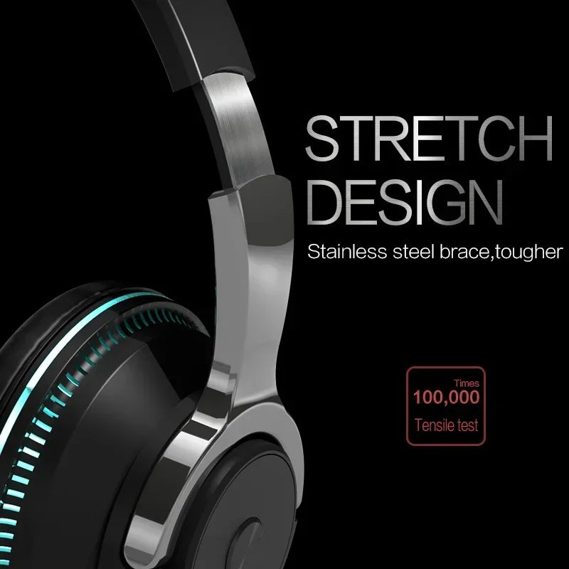 Bluetooth 5.1 Wireless Headphones Stereo Over Ear Headset/with Microphone Foldable Adjustable Lightweight Design Comfortable Fit