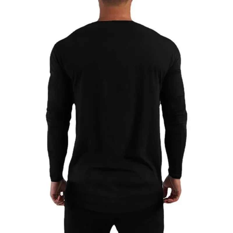 Plain Cotton Breathable Long Sleeve Clothing Gym Fitness Bodybuilding/Sport T-shirts Men's Workout Casual Slim Fit Autumn Shirts