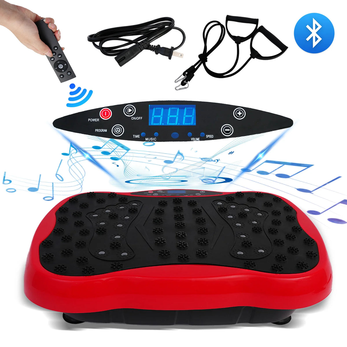 Full-Body Vibration Platform Exercise Machine Training Equipment/Vibrate Fitness Workout Resistance Bands Remote Control BT