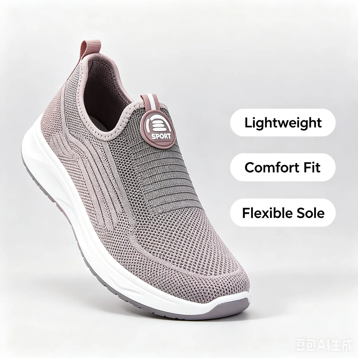 New Women Slip On Walking Sneakers Breathable Flying Knit Mesh/Casual Loafers Lightweight Cushion Platform Non Slip Sneakers