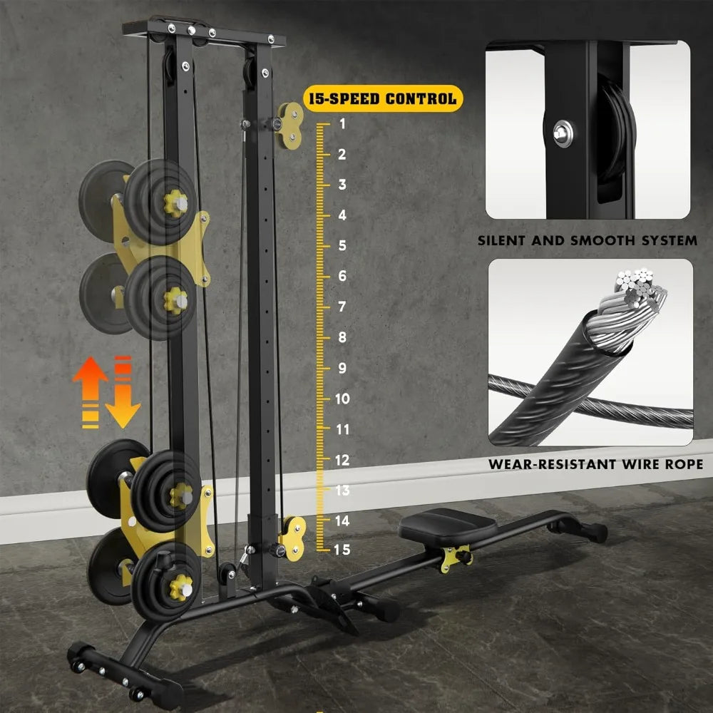 Home Gym Dual-Purpose Equipment: Cable Station/with Lat Pull-Down and Low Row Cable Exercise Options