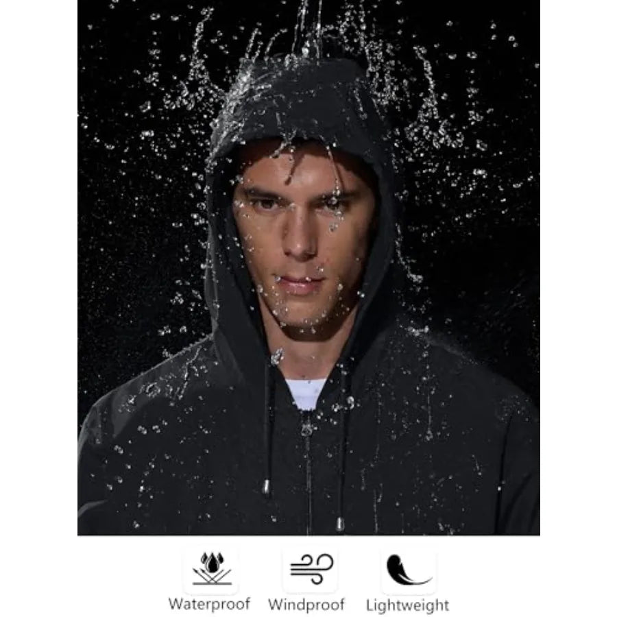 UIQUR Men's Rain Jacket Raincoat Windbreaker Running Waterproof/Lightweight Packable with Hood Travel Hiking Cycling