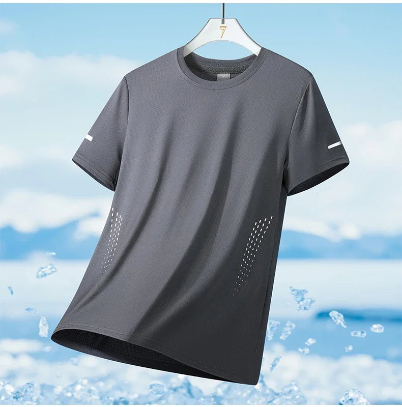 CHRLCK Men's Running Quick Drying T-shirts Breathable Hiking/Fishing Tees Soft Elasticity Outdoor Sports Short Shirt Summer