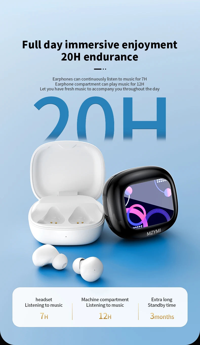 MZYMI S09 Wireless Earphone Bluetooth5.4 Active Noise Cancelling/ Touch Control Headphone Support TF Card In Ear Earbud With Mic