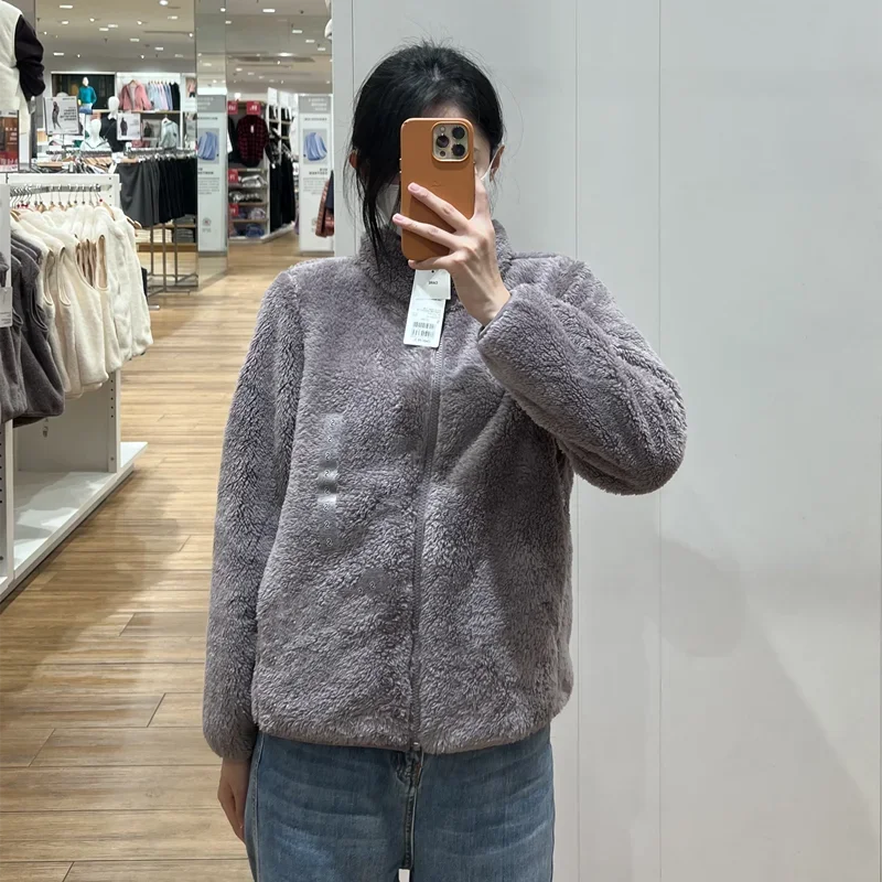 Autumn Winter Women's Long Velvet Fleece Zipper Sleeve Coat Warm/Coral Fleece Jacket Full Length Outerwear Comfortable Coat