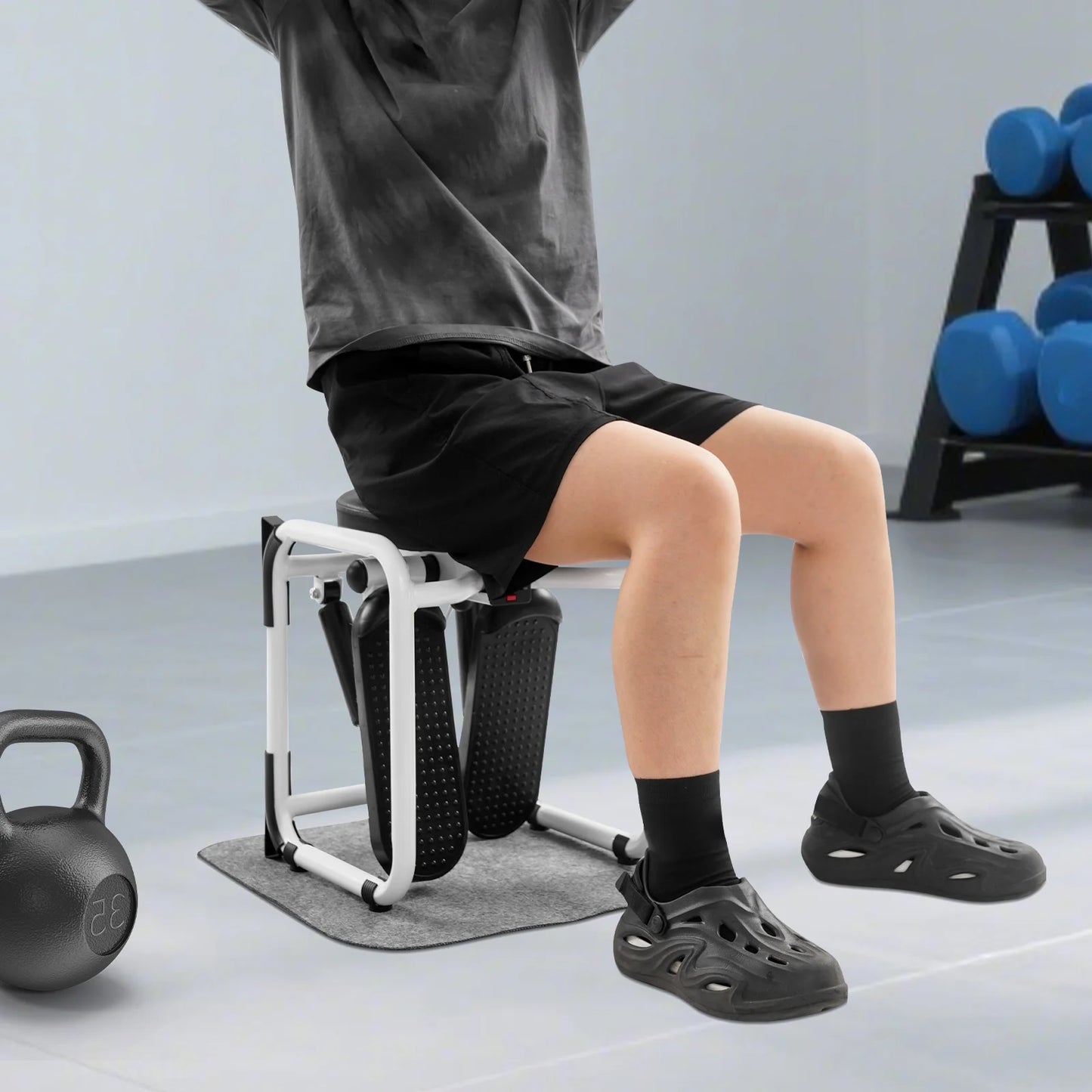 Hydraulic Stepper Climber 330.7 lbs Capacity Steel Frame/Dual Hydraulic Drive 360° Rotating Seat Resistance Bands LED Display Anti-Slip Pedals
