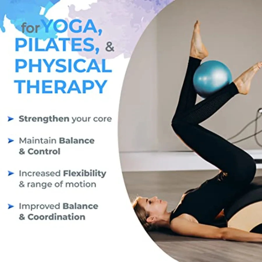 9-Inch Small Pilates Ball with Pump Mini Exercise Ball for Core Training/Stability Pilates Yoga and Physical Therapy