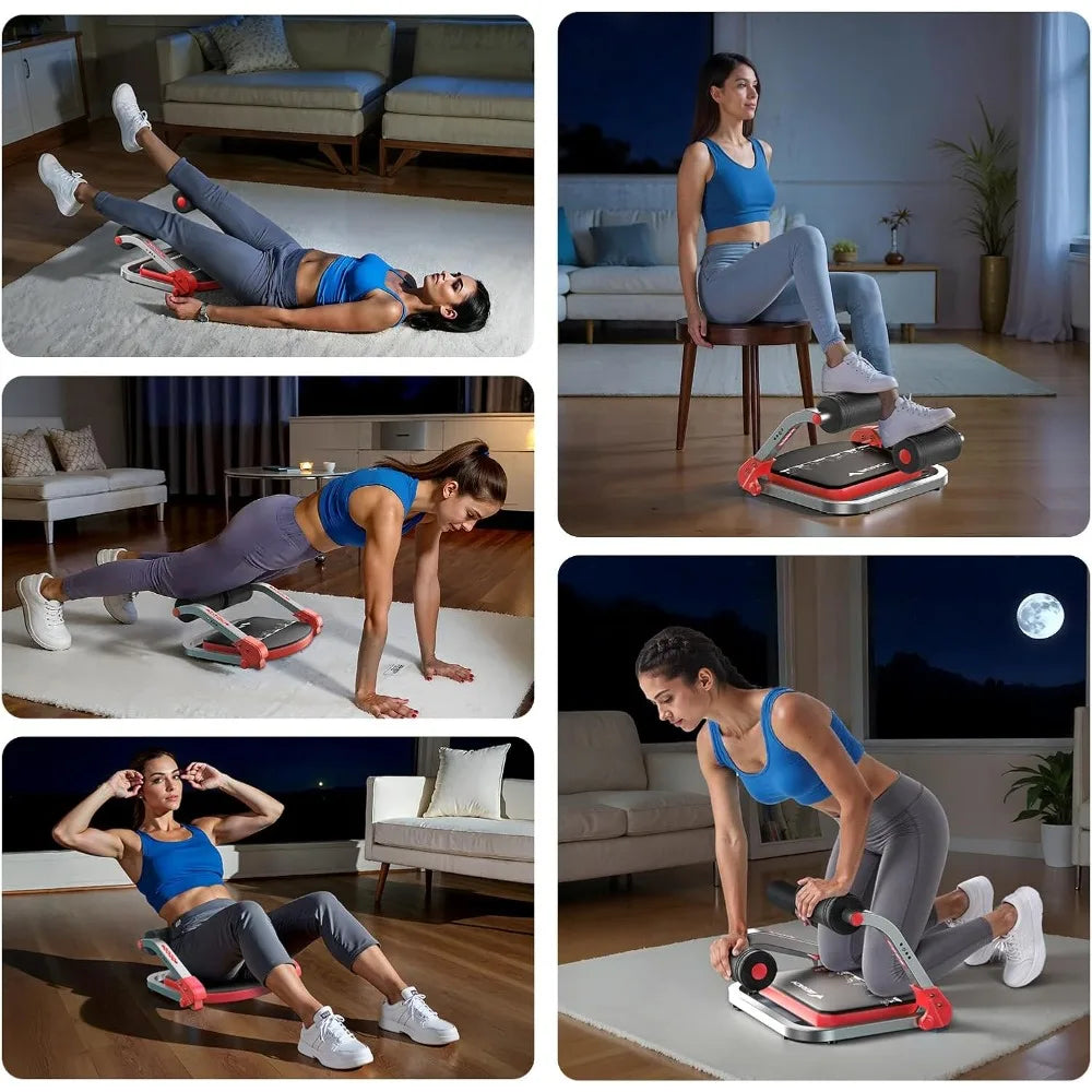 3-Level Adjustable Ab Machine, Auto-Rebound Core Trainer for Home Gym/Full Body Workout Equipment for Beginners & Advanced