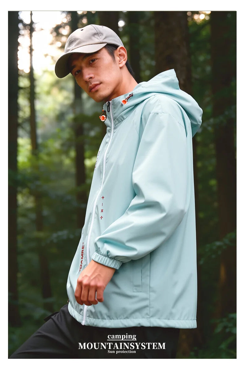 UPF50+ Ice Silk UV Sun Protection Jacket Men Outdoor Softshell/Windbreaker Hiking Camping Coats Lightweight Sunscreen Skin Coats