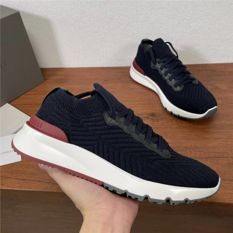 New Men's Lightweight Knitted Shoes Breathable Comfortable/Trendy Casual Athletic Sneakers Fashion Daily Footwear
