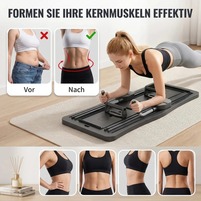 Multi-Functional Ab Workout Board Foldable Core Trainer Equipment/with Resistance Bands Push-Up Bars Abdominal Trainer