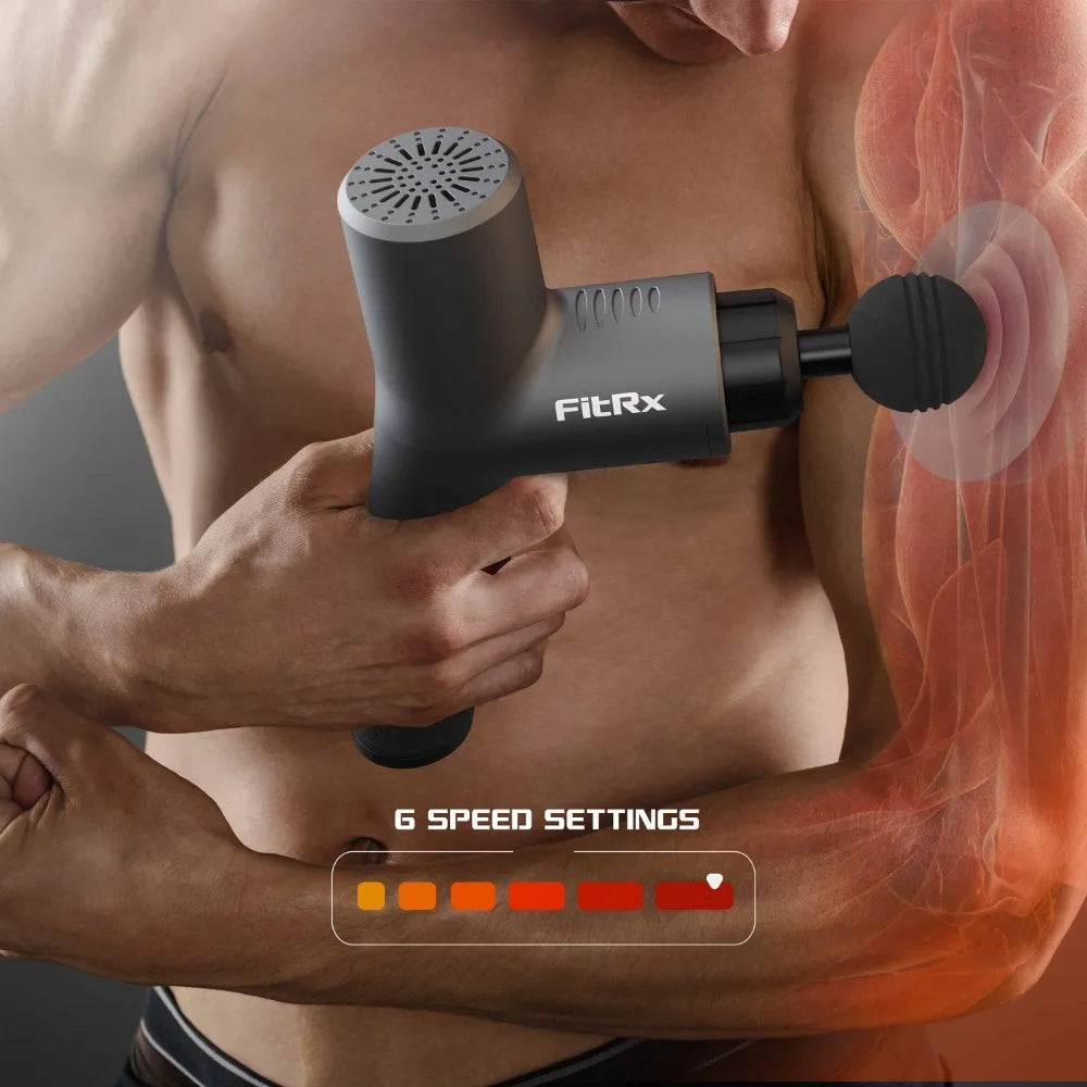 FitRx Muscle Massage Gun Handheld Deep Tissue/Percussion Massager for Neck & Back Relief