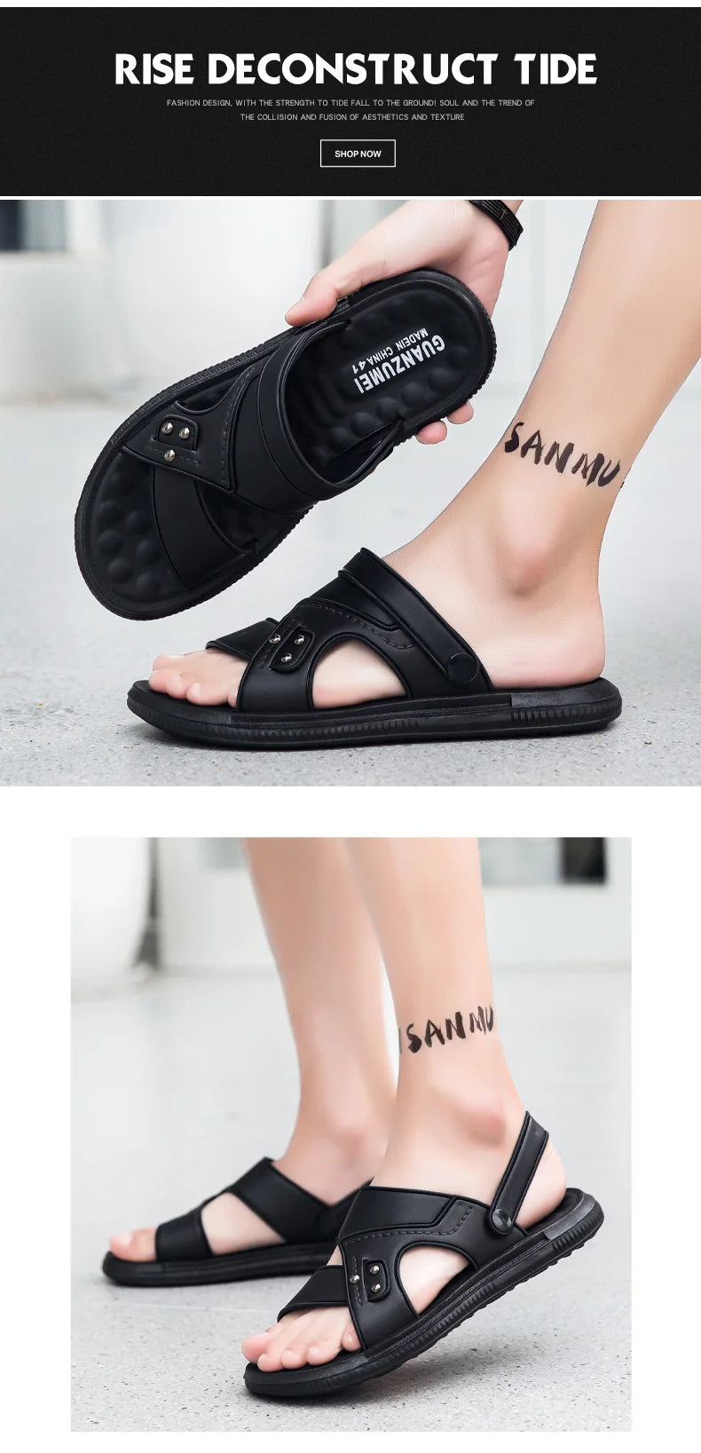 Summer Men Sandals Open Toe Flat Men's Casual Shoes Outdoor/Walking Sandals for Men Beach Shoes hombre Men slippers