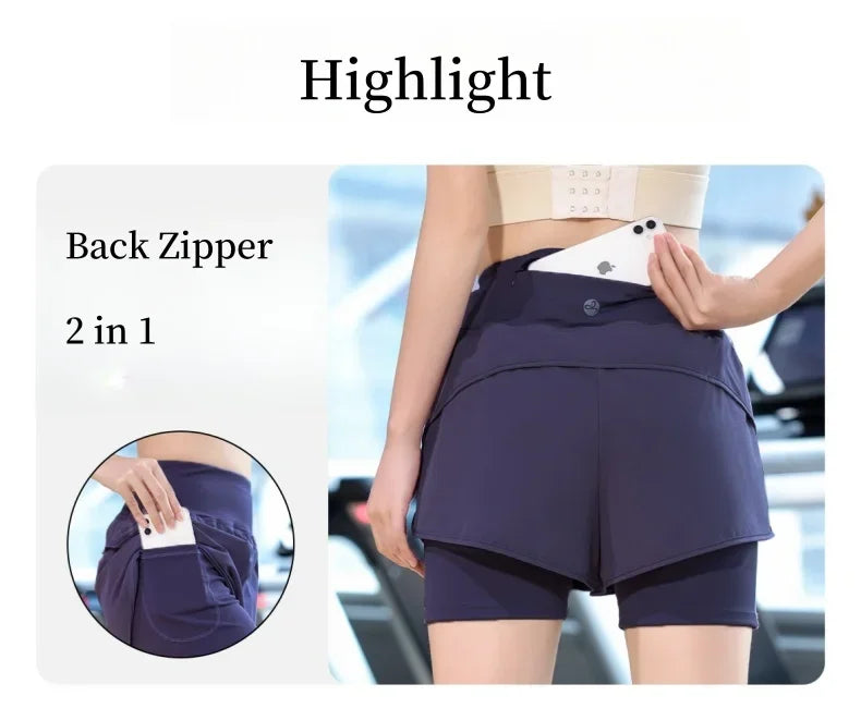 Women Running Shorts 2 In 1 Quick Dry High Waist Summer Shorts/With Pocket Lightweight Cycling Clothes Athletic Wear