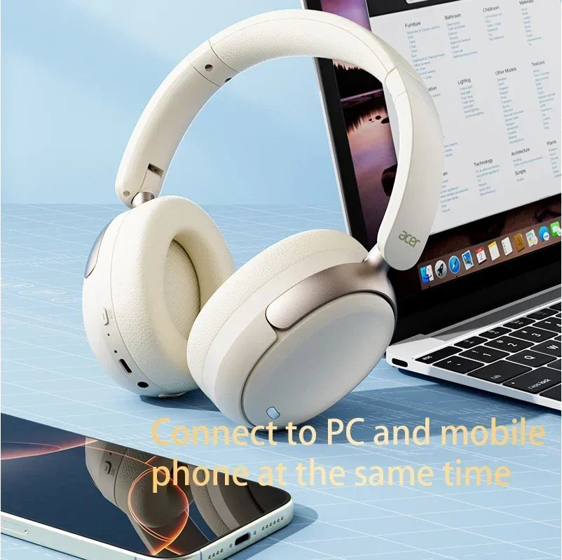 Acer OHR516 ANC Wireless Bluetooth 5.4 Headphones 48dB ANC Headsets/40mm Dynamic Driver 100H Playtime with LDAC Earphones