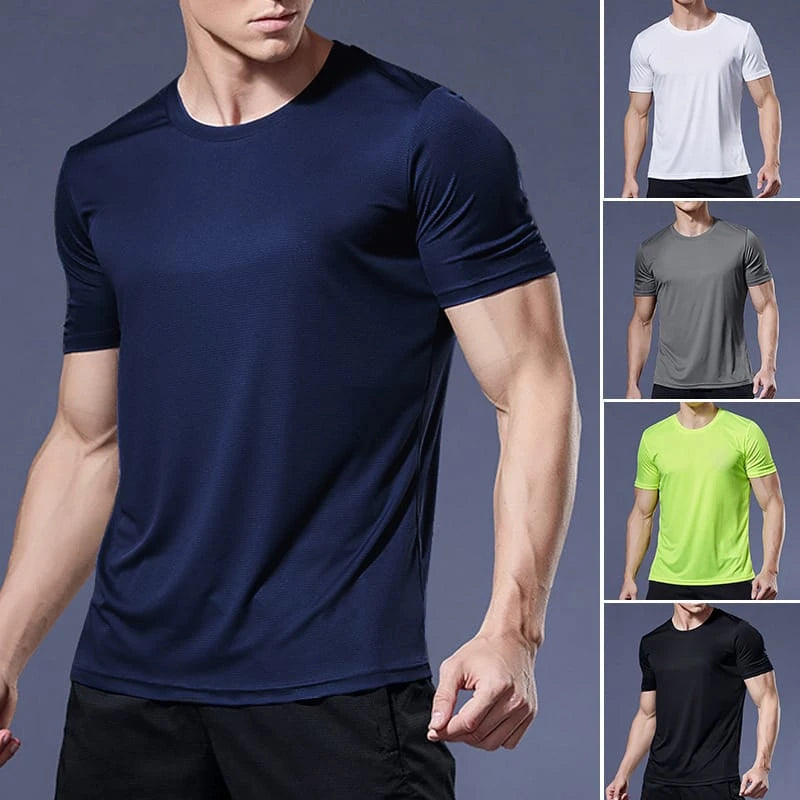 Men Quick Dry Sports Top Short Sleeve Breathable T-Shirt/Fitness Workout Training Clothes Elastic Sportswear