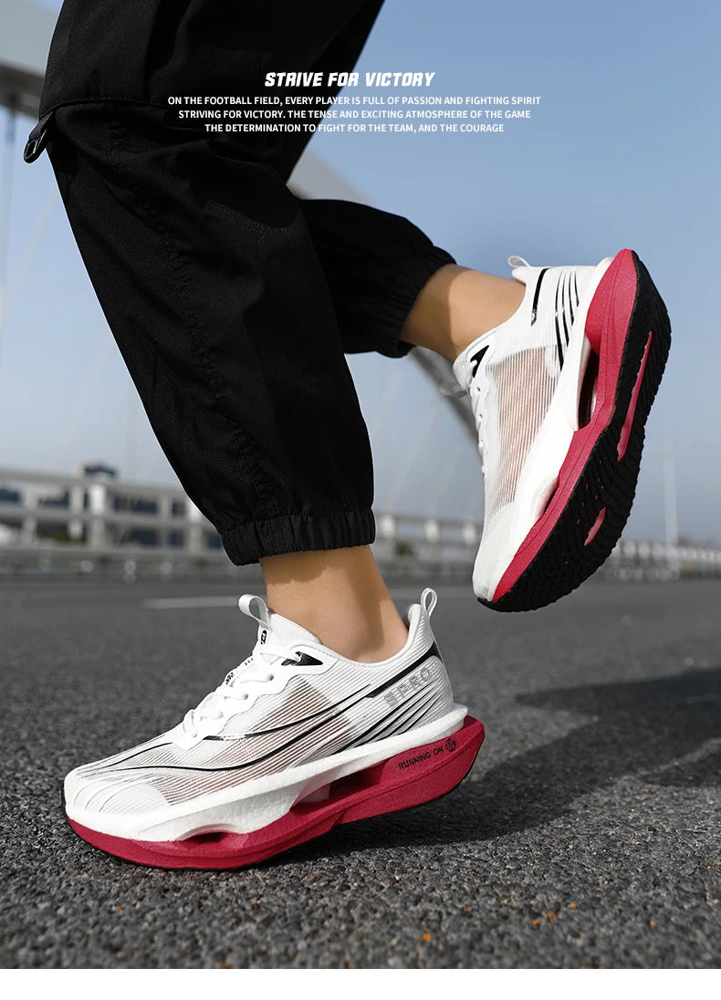 Men Breathable Mesh Comfortable Sports Shoes Fashion Color-Block/Sneakers Carbon Plate Support Light Rebound Running Shoes