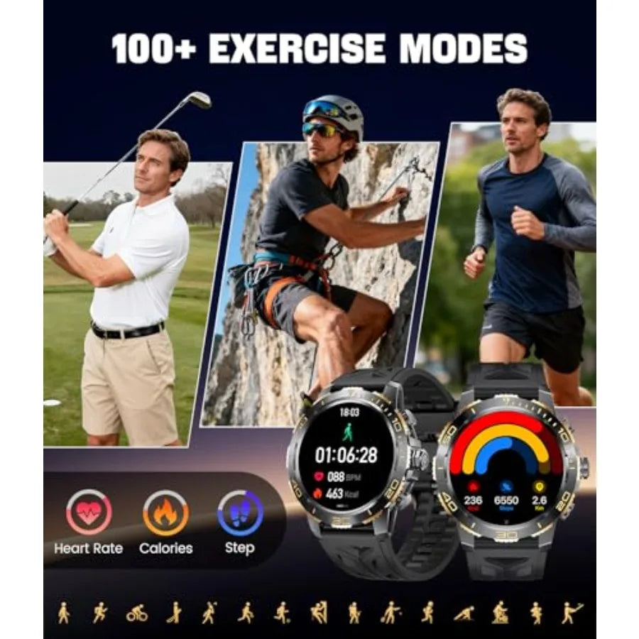 Smart Watches for Men Make/Answer Call, 1.43" AMOLED Fitness Watch/with Heart Rate Sleep Monitor, 600mAH Battery, 200+ Sports