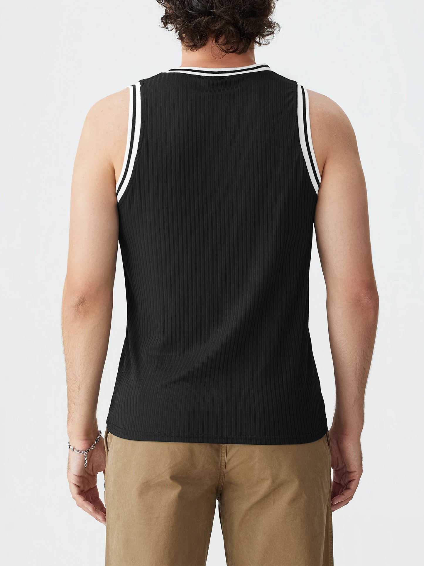 Men s  Fit Ribbed Tank Tops Sleeveless Round Neck Muscle/T Shirts Gym Workout Tops for Summer