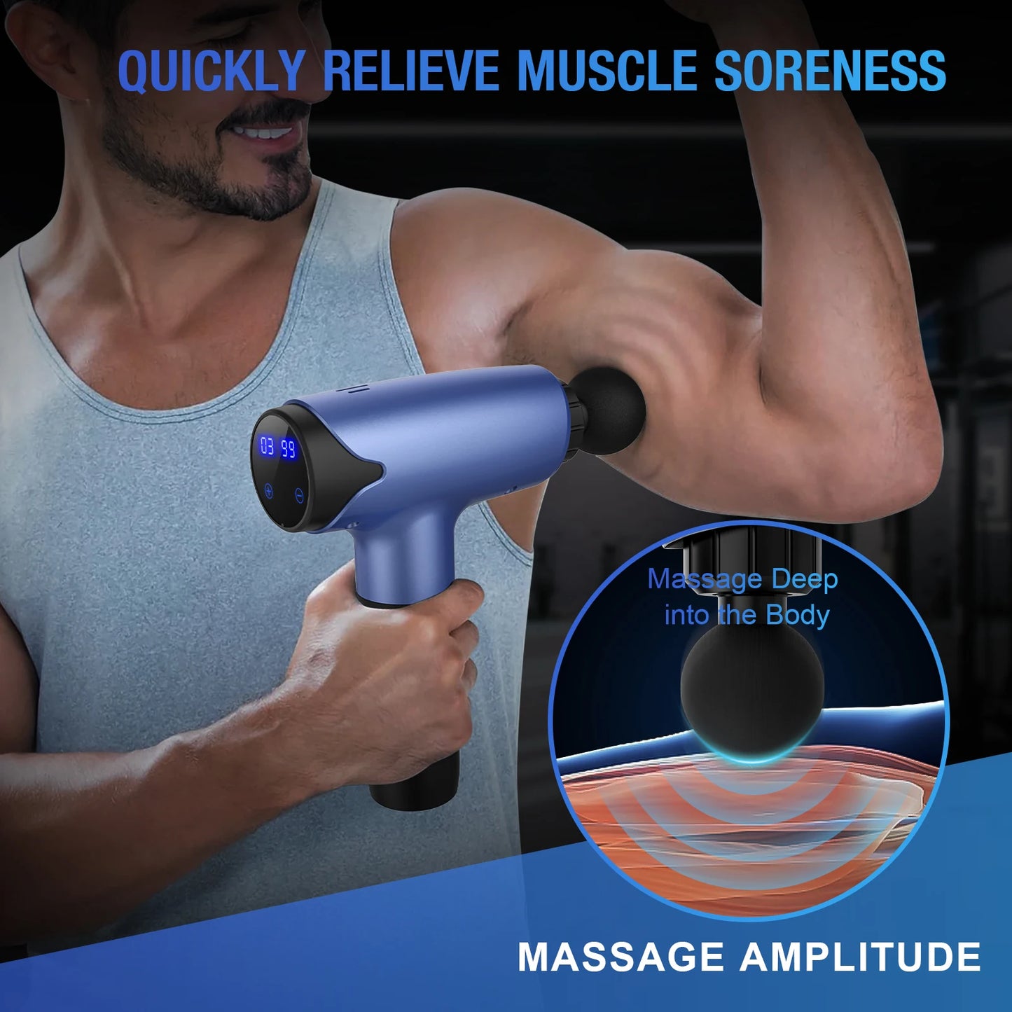 Sejoy WS-028 Fascia Gun Tissue Massager 30 Speeds Lightweight Body Massage/with LED Touch Screen 10 Replaceable Massage Heads