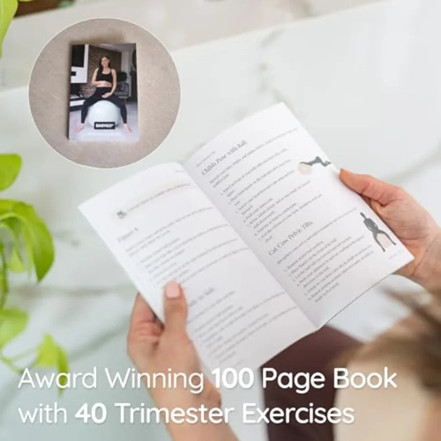 BABYGO Birthing Ball Pregnancy Yoga Labor Exercise Ball Book Set/Trimester Targeting Maternity Physio Birth Recovery Plan