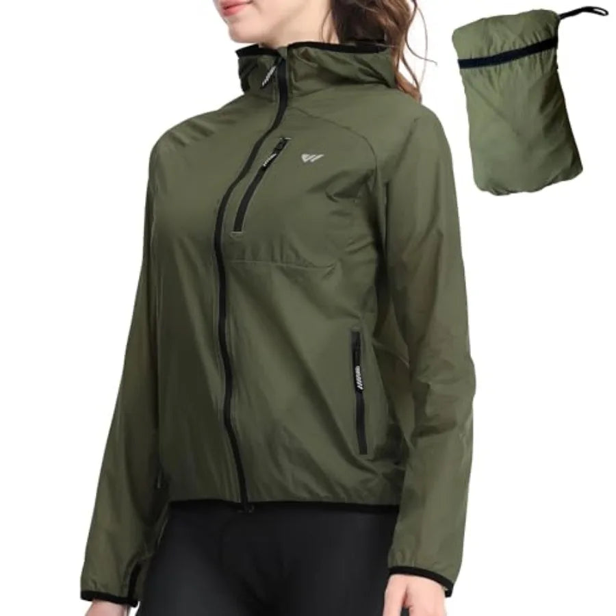 Windbreaker Jacket Women Lightweight Rain Jacket/Packable Reflective Hooded For Cycling Hiking Outdoor Sports