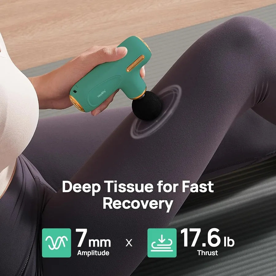 Super Mini Massage Gun Deep Tissue Pocket Sized Muscle Massager with 5 Speed/4 Heads Portable Handheld Massager Quiet for Home