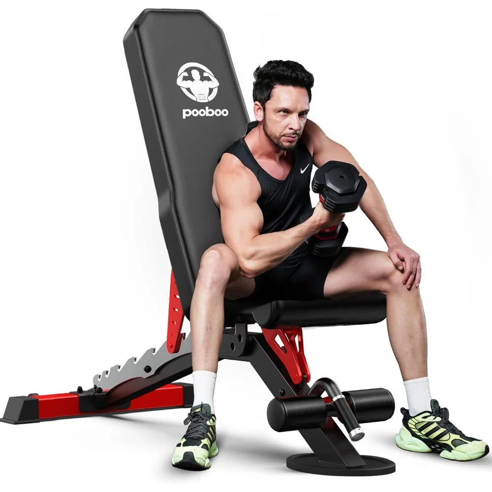Pooboo Heavy Duty Adjustable Weight Bench 1500LBS Capacity/for Home Workout Strength Training Fitness Equipment