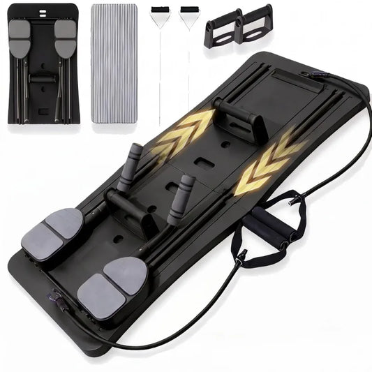Multi-Functional Ab Workout Board Foldable Core Trainer Equipment/with Resistance Bands Push-Up Bars Abdominal Trainer