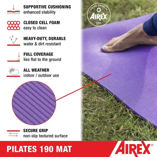 AIREX Pilates 190 Exercise Mat Pilates for Yoga Physical Therapy/Rehabilitation Balance & Stability Exercises