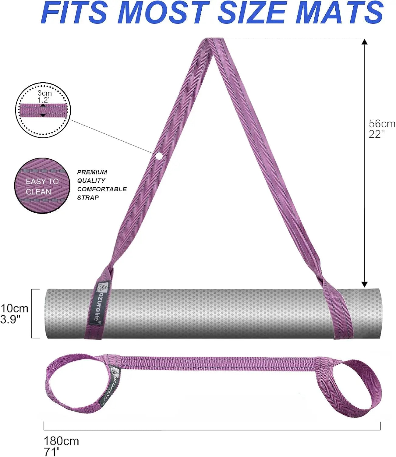 Yoga Mat Sling for Easy Carrying/Adjustable Straps Hold Mats Securely