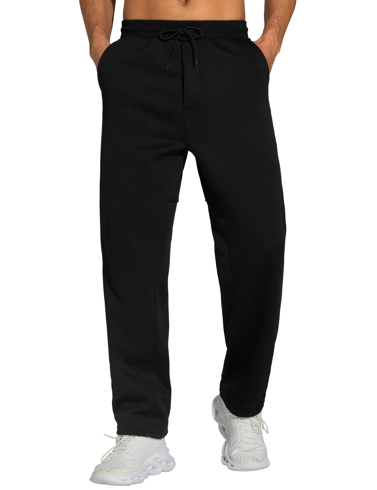 THE GYM PEOPLE Men's Baggy Sweatpants Fleece Drawstring/Straight Leg Open Bottom Workout Pants with Pockets