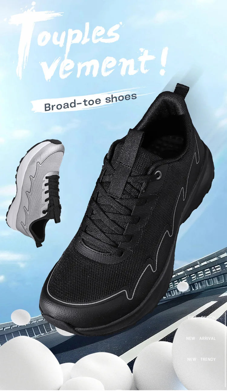 Wide Toe Running Shoes 4E Dynamic Thick Outdoor Fitness Men's Shoes/Foot Cross-Border Shoes Comfortable Breathable